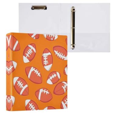Imagem de Qilmy Organizador de fichário redondo de futebol americano, fichário de 3 anéis com prancheta (carta A4), fichário fofo para material de escritório escolar 375