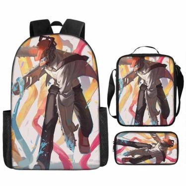 Imagem de Conjunto de mochilas Chainsaws Mans Denjis Cartoon Kids 3 unidades