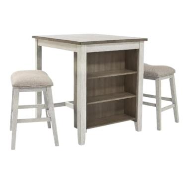 Imagem de conjunto de jantar Conjunto de jantar com altura balcão 3 peças inclui mesa e 2 bancos bar