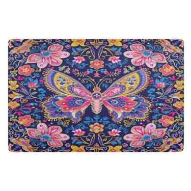 Imagem de STAYTOP Capacho com padrões florais estilo russo 81 x 50 cm, tapete de boas-vindas para ambientes internos, tapetes de banho fofos, capacho frontal antiderrapante para entrada, pátio, áreas de alto