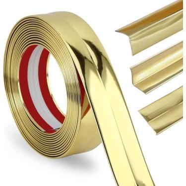 Imagem de Fita de Proteção Decorativa Multifuncional Borda Autocolante PVC Brilhante Cantoneira Parede Fundo Prensagem Plana Teto Decoração Bordas Mesa