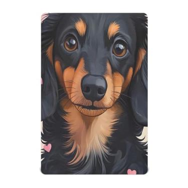 Imagem de xigua Lençóis de berço preto Dachshund para meninas e meninos, lençol macio e respirável, adequado para berço padrão e cama infantil 71 x 132 cm
