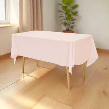 Imagem de Toalha de mesa de plástico premium 137 cm x 277 cm. Capa de mesa retangular - rosa blush