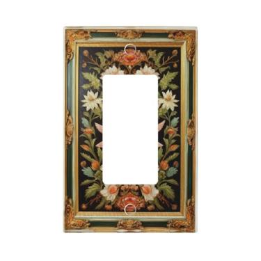 Imagem de Capas decorativas para interruptores de luz com moldura de pássaro-flor 1 Gang Rocker Outlet Placa decorativa para interruptores de luz GFCI para decoração de casa