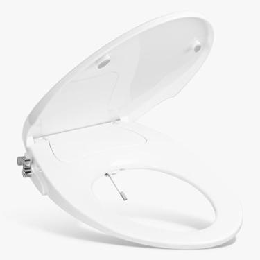 Imagem de London Sunshine Assento sanitário alongado para bidê com fechamento suave, modo de bidê não elétrico com bicos duplos, pressão de água ajustável para facilitar a limpeza varinha autolimpante frontal e