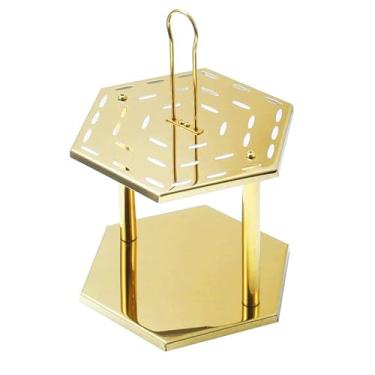 Imagem de Aeelue Suporte hexagonal de aço inoxidável para pendurar com 36 orifícios de armazenamento, escorredor para balcão de cozinha, para facas, garfos, colheres, garfos, garfos, armário doméstico, mesa de