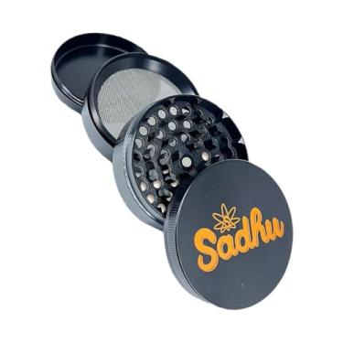 Imagem de Sadhu Dichavador de Metal Black Edition, 4 Partes, Tamanho Médio, Preto com Detalhes Dourados, Triturador com Tela
