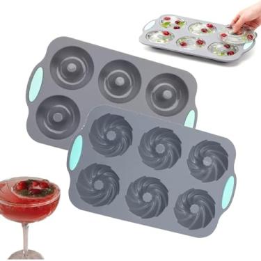 Imagem de Molde de gelo de guirlanda, formas de silicone para fazer cubos de gelo em forma de Natal, molde DIY de silicone de 6 furos, adequado para cubos de gelo, bolos. (2 conjuntos-F)