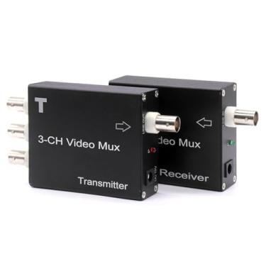 Imagem de Multiplexador de vídeo analógico de 3 canais, conversores multiplexadores de vídeo para cabo coaxial 300 m