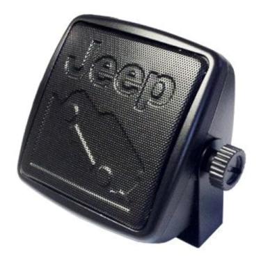Imagem de Mopar JPCBSJI Alto-falante de extensão pequeno oficialmente licenciado em cunha com plugue de 3,5 mm. Marca de texto Jeep e tela em relevo de imagem