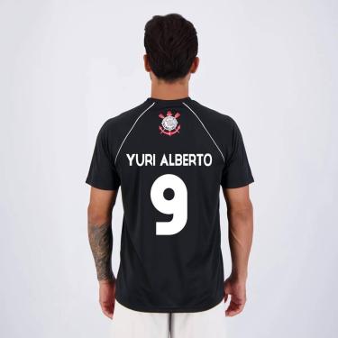 Imagem de Camisa Corinthians Yuri Alberto 9 Logo Preta-Masculino
