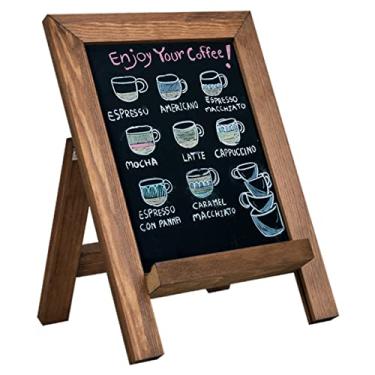 Imagem de Quadro negro magnético de mesa, quadro negro emoldurado marrom nogueira de 33 cm x 43 cm (BN-3343)