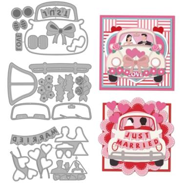 Imagem de MAYJOYDIY Matrizes de corte de metal para carro de casamento, estêncil, balões românticos, molde de gravação em relevo, para fazer cartões, scrapbook, decoração de álbum