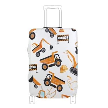 Imagem de Joisal Capa de mala personalizada protetora de bagagem elástica colorida essencial de viagem para mulheres veículos de construção escavadoras, P, serve para capa de 45 a 50 cm, Bulldozers para