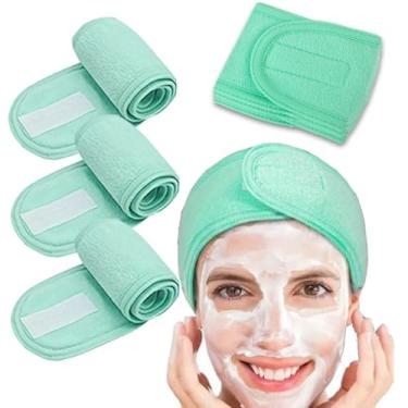 Imagem de Máscara facial especial para salão de beleza, faixa de cabelo, toalha de secagem rápida, lavagem facial, maquiagem, faixas de cabelo, 61 x 8,5 cm (1 peça, verde)