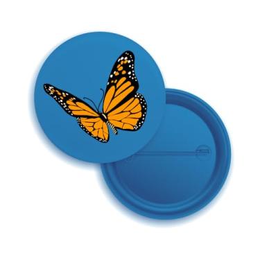 Imagem de Broches de Botão com Borboleta Monarca Laranja, Pack com 10 Unidades, Design Inseto, Fundo Branco (50, Azul)
