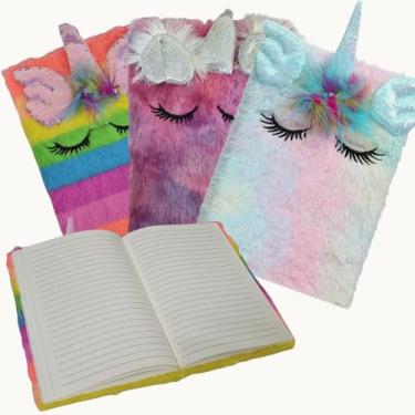 Imagem de Caderno Escolar 80 Folhas Pelúcia Unicórnio Colorido - Polibrinq