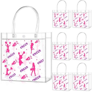 Imagem de Zenoble 24 peças Cheer Goodie Bags Bulk Dupla Face PVC Transparente Cheer Snack Candy Treat Sacos de Presente com Alça para Cheer Tema, Aniversário, Férias, Lembranças de Festa
