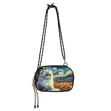 Imagem de TSENQUE Lindas bolsas transversais femininas com estampa floral noite estrelada para celular bolsas modernas de viagem sobre o ombro