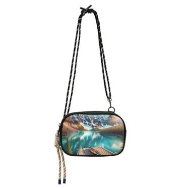 Imagem de TSENQUE Bolsa tiracolo pequena com pintura de paisagem cênica, bolsa feminina, carteira para celular, bolsa de ombro pequena para viagem