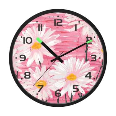 Imagem de SEHANY Herb Wildflower Relógio de parede silencioso sem tique-taque relógio redondo operado por bateria 30 cm controle de som luz noturna relógios de parede para sala de estar, cozinha, quarto