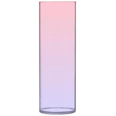 Imagem de Vaso cilíndrico para mesa decorativo blush rosa lavanda azul gradiente bonito vaso alto plástico floral personalizado decoração de casa estética, 30 cm x 9,9 cm