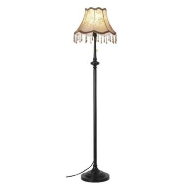 Imagem de Luminária de chão retrô europeia em metal polido, estilo palácio, vertical, para leitura em cantos, alta, aconchegante, para sala de estar e quarto.