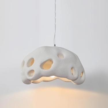 Imagem de Luminária pendente estilo meados do século XX com cúpula vazada, lustre industrial rústico para hall de entrada, luminária de teto para escada, luminária pendente vintage rústica em resina.