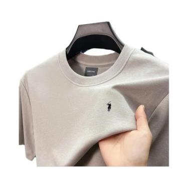 Imagem de Camiseta Masculina De Verão Em Seda E Algodão Com Manga Curta, Respirá