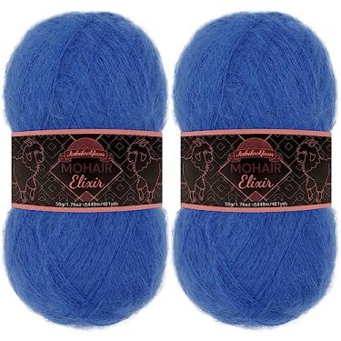 Imagem de JubileeYarn Fio de Elixir Mohair – Mistura de Lã para Bebês 50 g/novelo – Refrigerador Curaçao – 2 novelos