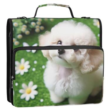 Imagem de Fichários básicos de 3 anéis, anel D de 3,8 cm, organizador de fichário com zíper, vários bolsos, pasta de portfólio grande com alça, bolsa de ensino médio