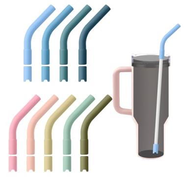 Imagem de 9 pontas de canudo de silicone com pedestais, pontas de canudo reutilizáveis para extensor de silicone de metal para manga de borracha serve para 0,8-1 cm de diâmetro (multicolorido)