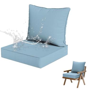 Imagem de Yadlan Almofadas de assento com conjunto de almofadas traseiras móveis de jardim, almofadas de assento impermeáveis ao ar livre para lounge, casa, carro, escritório, sofá, cadeiras D 51 * 51 * 8+51