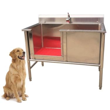 Imagem de Salão de cabeleireiro para animais de estimação, banheira de cabeleireiro para cães, banheira para cães, lavatório para casa, estação de lavagem de cães e gatos de aço inoxidável para cães grandes