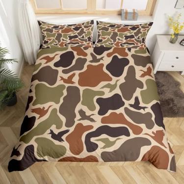 Imagem de Erosebridal Capa de edredom de caça de pato, solteiro, exército, camuflagem, militar, camuflagem, floresta, fazenda, roupa de cama, decoração de quarto