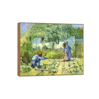 Imagem de BMZFYBS Vincent van Gogh Famosa pintura em tela de arte de parede pronta para pendurar. Fábrica em Asnières. Imagem em moldura de madeira para decoração de sala de estar 90 x 108 cm 35 x 42 pol