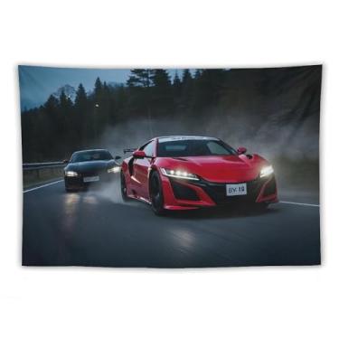 Imagem de HouLaiZhe JDM Tapeçaria de carro Nsx Vs R34 Racing Cool Jdm para pendurar na parede quarto decoração de casa tapeçarias estética piquenique decoração de parede arte de parede para dormitório sala de