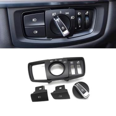 Imagem de Goodithy Tampa do botão do interruptor de controle do farol do painel frontal, botão de luz de nevoeiro, interruptor de cabeça rotativa, painel de substituição para BMW X5/X6/2 Series F15 F16 F85 F86