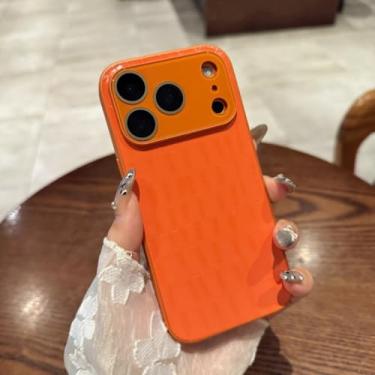 Imagem de Capa de luxo com estampa de crocodilo laranja brilhante para iPhone 17 Air 16 15 14 13 Pro Max Plus, estilo fosco, resistente e brilhante (para iPhone 17 Pro/Laranja)