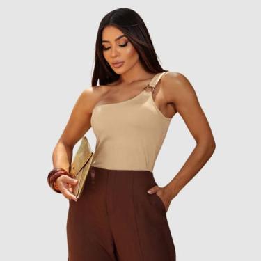 Imagem de Body Feminino Ombro Só Regata Detalhe Fivela Orgânica Verão - Swiss Bo