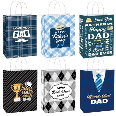 Imagem de Sacola de presente branca de papel Kraft, pacote com 10 unidades para o Dia dos Pais