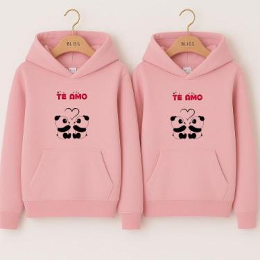 Imagem de Moletom Canguru Panda Apaxionada Te Amo Blusa De Frio Fofo Para Amigos