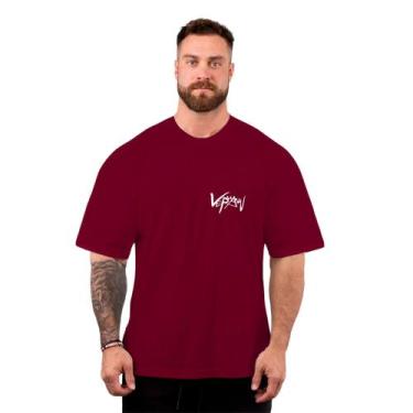 Imagem de Camiseta Oversized Masculina Treino Academia Maromba Veraw, Bordô, M