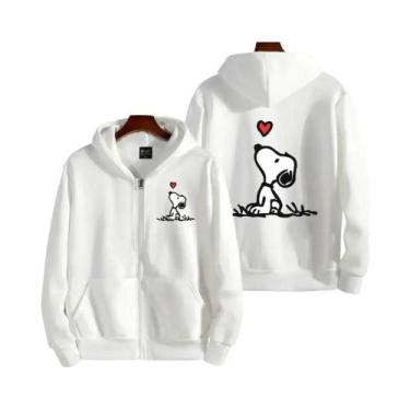 Imagem de Jaqueta Moletom Snoopy Branca Para Meninas E Meninos, Primavera Outono