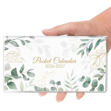 Imagem de Calendário de bolso 2026-2027 para bolsa, agenda de bolso 2026-2027 24 meses com capa macia à prova d'água e papel premium, 16,5 cm x 9 cm, folha