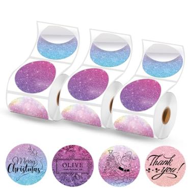 Imagem de 2 x 2 etiquetas térmicas redondas, etiquetas para impressora M110 M108 M220 M260 M120 M221 Print Master Label Refil, 5.1 cm Circle Thermal Printer Labels for P50 221B T50, 430/3 rolos, rosa estrelado