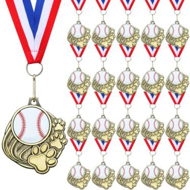 Imagem de Trnayi 20 medalhas de impressão de pata com fitas de pescoço Medalha de ouro de 5 cm para vencedores de prêmios Incentivar a participação em equipe para crianças adultos Troféu Prêmio Prêmio Presente