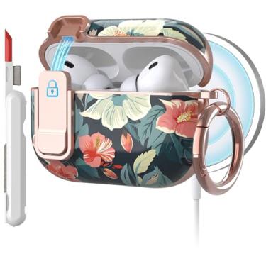 Imagem de TATOFY Capa para AirPods Pro 3ª geração (2025) com limpador de mosquetão, capa rígida fina para AirPod Pro 3, compatível com MagSafe (azul)