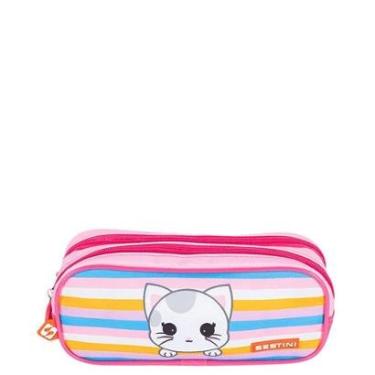 Imagem de Estojo Escolar Sestini 2 Compartimentos X Kids Cat 4 Rosa-Feminino