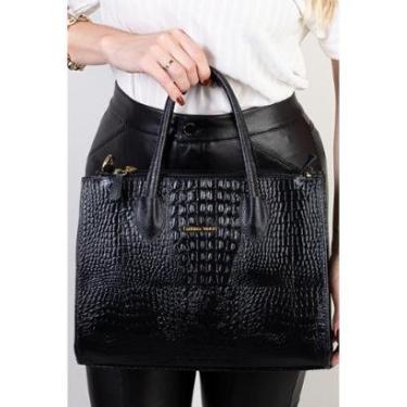 Imagem de Bolsa de couro croco estruturada Valéria-Feminino